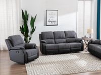 Vente-unique BRODY L - Canapé relax 4 places - Microfibre - Noir/Gris