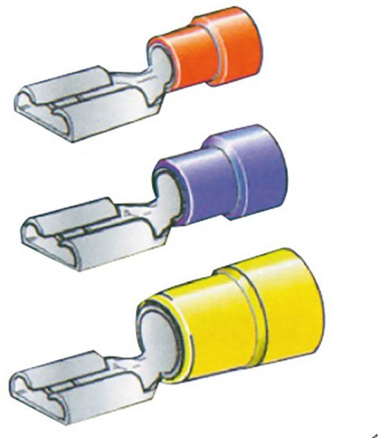 Beta Oem Marine Vrouwelijke Lamel Eindkap 50 Eenheden Goud 6.3 mm