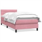 Lit Simple Lit Adulte Sommier À Lattes De Lit Avec Matelas Rose 80x220 Cm Velours