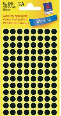 Avery Gekleurde Markeringspunten - Zwart - Ø 8,0 mm - Permanent Klevend