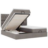 VidaXL Ottoman Bed with Mattresses and LEDs 200x200cm Fabric Taupe