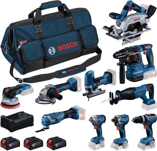 Bosch Blauw Bosch Professional 18V - 10-delige Accu Gereedschapsset
