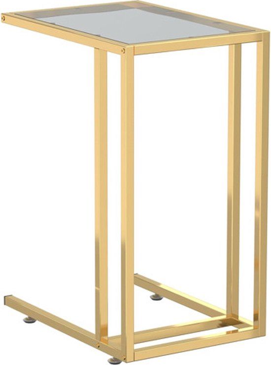 vidaXL Computer bijzettafel 50x35x65 cm gehard glas zwart