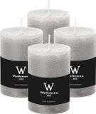 Wiedemann Cilinderkaars/stompkaars - 4x - rustieke kaars - lichtgrijs - 7 x 10 cm - 43 branduren