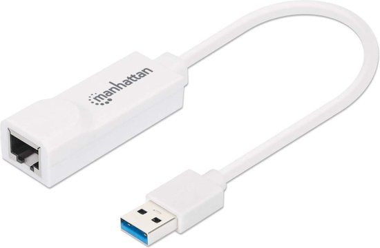 Manhattan USB 3.0 naar Gigabit Ethernet-adapter 10/100/1000 Mbit/s Gigabit Ethernet USB 3.0 wit 506847