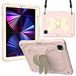 Compatibel iPad Mini 6 (2021) 3D Heavy Duty Hard Rugged Beschermhoes Cartoon Cute Butterfly Wings Standaard Stootvaste Siliconen Hoes met Standaard voor Kinderen (Rijst Rozenpoeder)