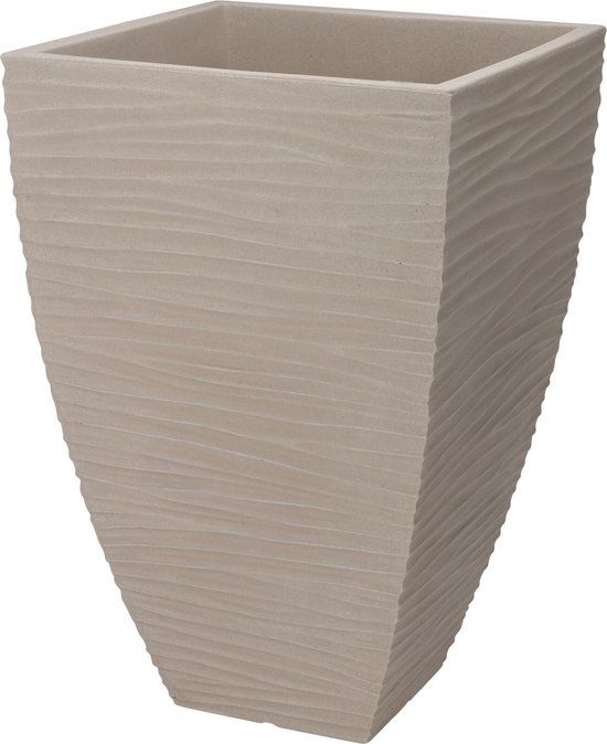 Pro Garden Plantenpot/bloempot Dunes - D40 x H60 cm - Beige - Kunststof - Voor buiten