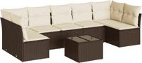 vidaXL 8-delige Loungeset met kussens, polyrattan, bruin