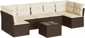 vidaXL Loungeset 8-delig avec coussins, polyrotin, brun