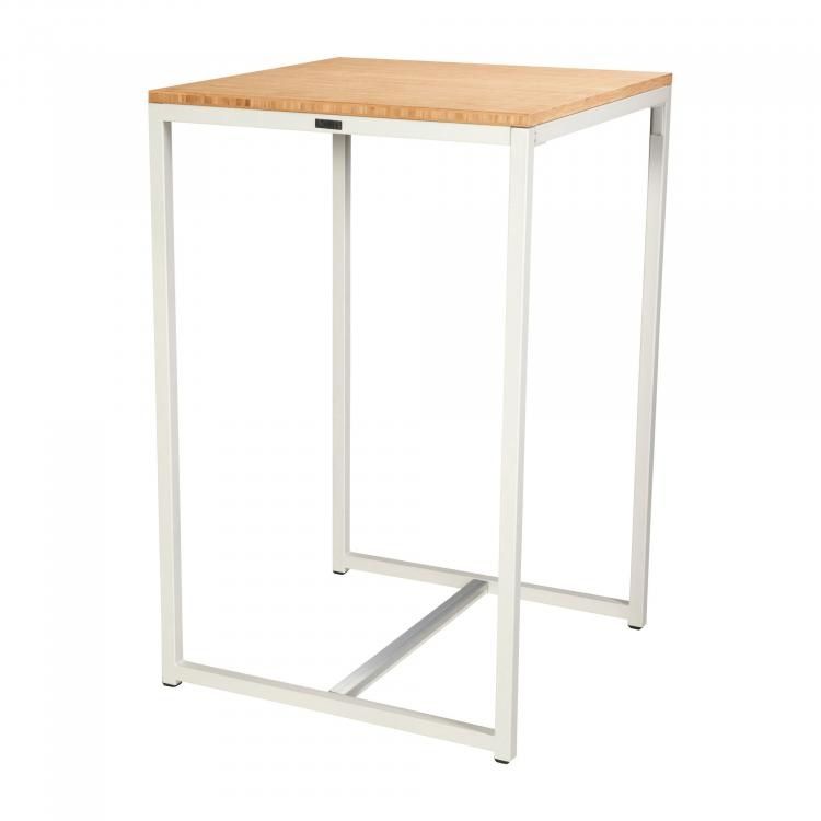 Statafel Kubo Party - Wit/Bamboe - 70x70x110 cm