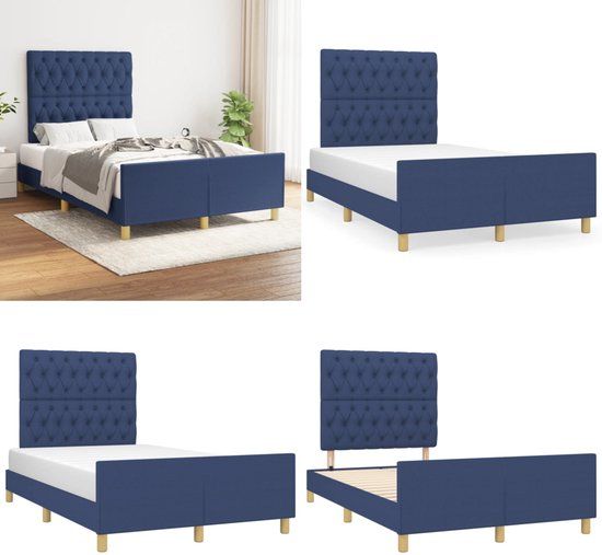 vidaXL Bedframe Stof Blauw 120x200 cm