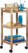Merkloos Relaxdays badkamer trolley - hout - 3 planken - handgrepen - smal - op wielen - 71,5 x 35 x 31 cm - natuur
