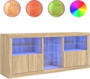 vidaXL Dressoir met LED-verlichting, 162x37x67 cm, sonoma eikenkleurig