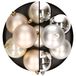 Merkloos / Sans marque 12x stuks kunststof kerstballen 8 cm mix van zilver en champagne - Kerstversiering