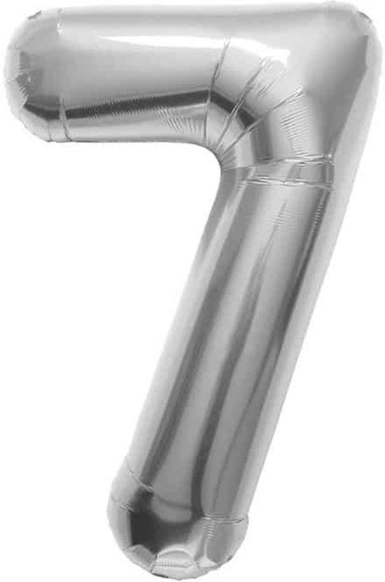 Folat - Folieballon Cijfer 7 Zilver - 86 cm