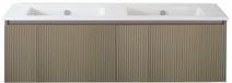 BES LED Frozen 3D Badmeubelset 140 cm - Greeplijst in Kleur - Olive - Keramische Wastafel Wit Zonder Kraangat