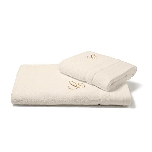 Caleffi Handdoek met gastendoekje van katoen, ivoorborduurwerk, 71418