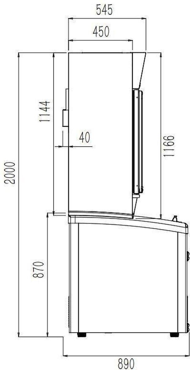 Professionele Wandvrieskast Zwart | 2 Glasdeuren | 7435137869832