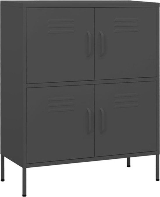vidaXL Opbergkast 80x35x101,5 cm staal antracietkleurig