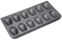 MasterClass KCMCHB66 Madeleine-bakplaat met PFOA-vrije antiaanbaklaag, robuust 1 mm koolstofstaal, taartvorm met 12 gaten, grijs