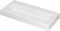 Wastafel INK Momento Wastafel Polystone met 2 Kraangaten - 1000x450x90 mm - Mat Wit