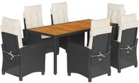 vidaXL 7-delige Tuinset met Kussens, Polyrattan, Zwart