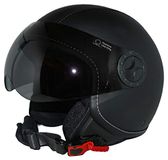 protectWEAR H730 Lederen Jethelm Motorhelm Piloot Design Zwart Faux Leather Cover M EU