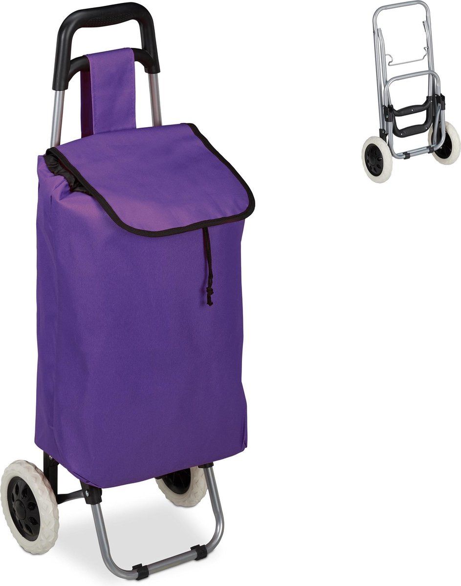 Relaxdays boodschappentrolley 25 l - Paars