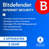 Bitdefender Internet Security - 24 mois/3 appareils - Néerlandais - Téléchargement Windows
