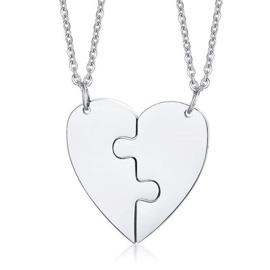LGT JWLS LGT Jewels Vriendschapsketting BFF Hartje Edelstaal Zilverkleurig