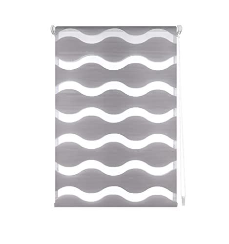 Blindecor Maan - Rolgordijn - Dag en Nacht - Zilver - 67x150cm