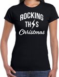 Bellatio Decorations Shoppartners Bv Rocking this Christmas Kerst t-shirt - Zwart - Dames - S