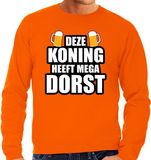 Bellatio Decorations Shoppartners Bv Grote maten Koningsdag sweater Deze Koning heeft dorst - oranje - heren - koningsdag outfit / kleding XXXL