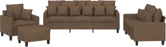 vidaXL 4-delige Loungeset met kussens stof bruin