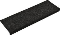 vidaXL Trapmatten Zelfklevend 15 stuks 65x21x4 cm Zwart Rechthoekige Rand