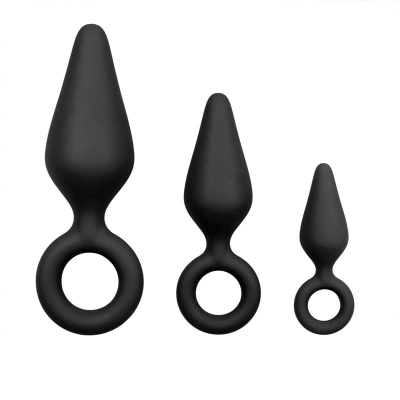 Easytoys Anal Collection Zwarte buttplugs met trekring - setje