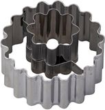 Zenker Linzer koekjesvorm met bloem, 2-in-1 roestvrijstalen koekjesvorm voor kerstkoekjes, amandelring en bloem, Ø54x36mm, roestvrij en vaatwasserbestendig, zilver