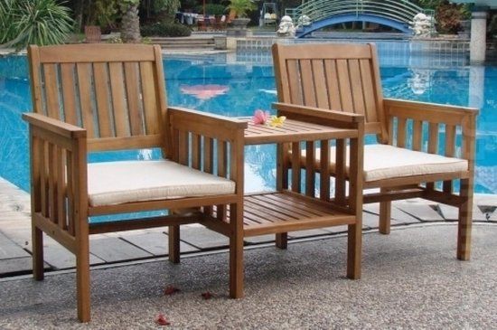 Koopjetuinspul Hardhouten loveseat Standaard bruin Inclusief kussen