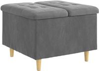 vidaXL Ottoman met opslag Donkergrijs 60 x 60 x 45 cm Fluweel
