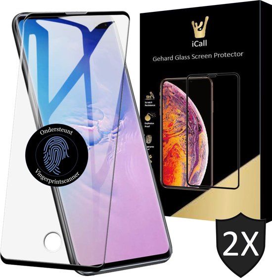 iCall - Samsung Galaxy S10 Plus Screenprotector - Tempered Glass - 2 Stuks