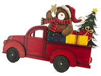 H&H Transporter van hout, kerstdecoratie, 63 x 3 x 41 cm, opbergdoos, feestelijkheid, Kerstmis, huismeubels, meerkleurig