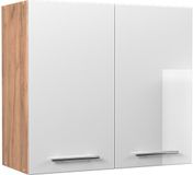 Vicco Hangkast Fame-Line, Wit Hoogglans/Goudkleurig Eiken, 80 cm