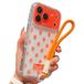 Orange Polka Dot Coque PC/TPU pour iPhone 17 Pro/18 Pro avec Film pour Objectif et Dragonne