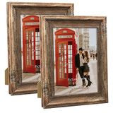 PETAFLOP Rustieke fotolijst 15 x 20 cm set van 2, wand- en tafelfotolijst, bruin