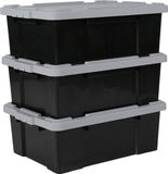 IRIS Powerbox boîte de rangement - 43L - Plastique - Noir/Gris - Lot de 3