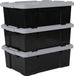 IRIS Powerbox boîte de rangement - 43L - Plastique - Noir/Gris - Lot de 3
