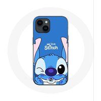 Maniacase Etui voor iPhone 14 Plus Stitch schattige blauwe achtergrond