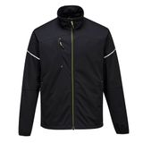 Portwest T620 PW3 Flex Shell Jack Normale Pasvorm Verstelbare Zoom Werkjack | Zwart, Lange Mouw, Opstaande Kraag, Winddicht en Waterafstotend Doek, Omkeerbare Rits, Ritssluiting, 100% Polyester
