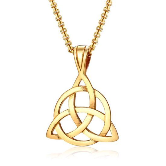 Mendes Heren ketting Triquetra Knoop Goudkleurig Edelstaal
