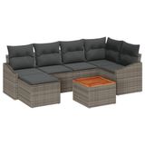 vidaXL Tuinbank Set 7-delig Grijs Polyrattan
